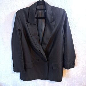 ASOS DESIGN Womens Black Double‎ Perfect Blazer Jacket SZ 8